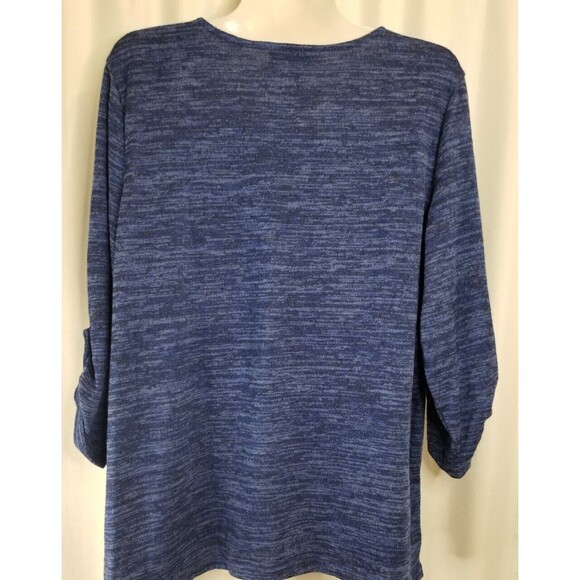 Cathy Daniels Women's Tunic Top Lightweight Knit Size Large Blue Silver Studded - Picture 3 of 4